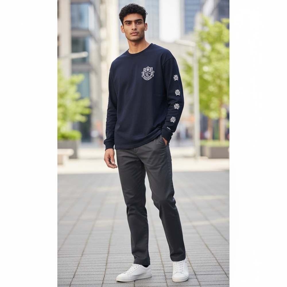 Ralph Lauren Dark Blue Long Sleeve Shirt with Crest